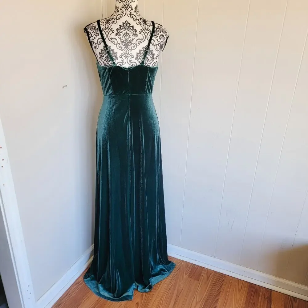 Birdy‎ Grey Ash A-line Emerald Green Velvet Maxi Dress